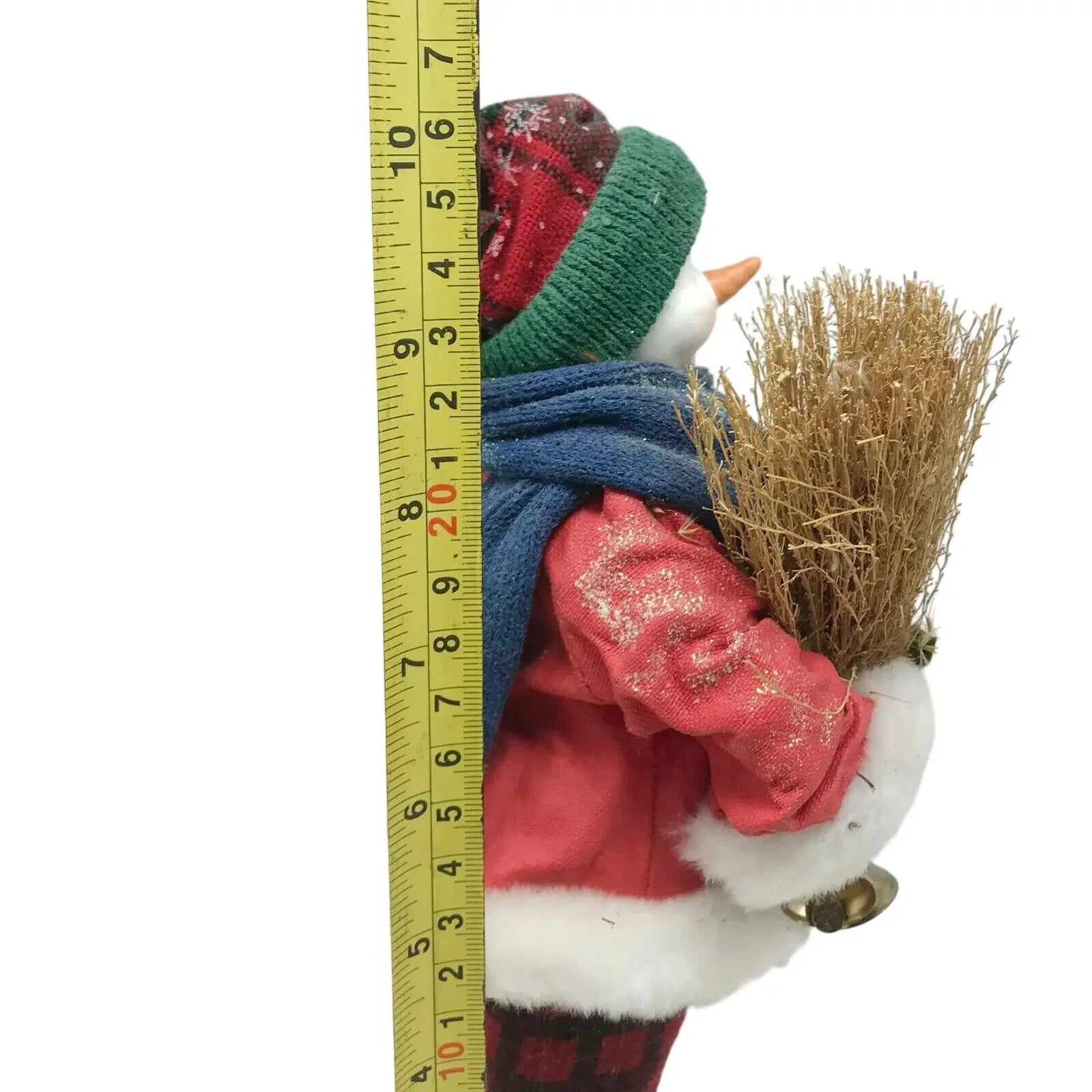 Smiling SNOWMAN with Broom and Bell CHRISTMAS Decor Holidays Xmas A+ Stuff