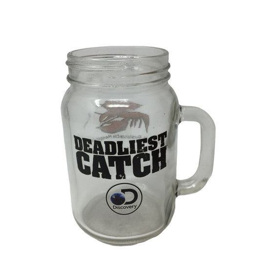 Red Lobster "Deadliest Catch" Handled Clear Glass Mason Jar Mug/Cup