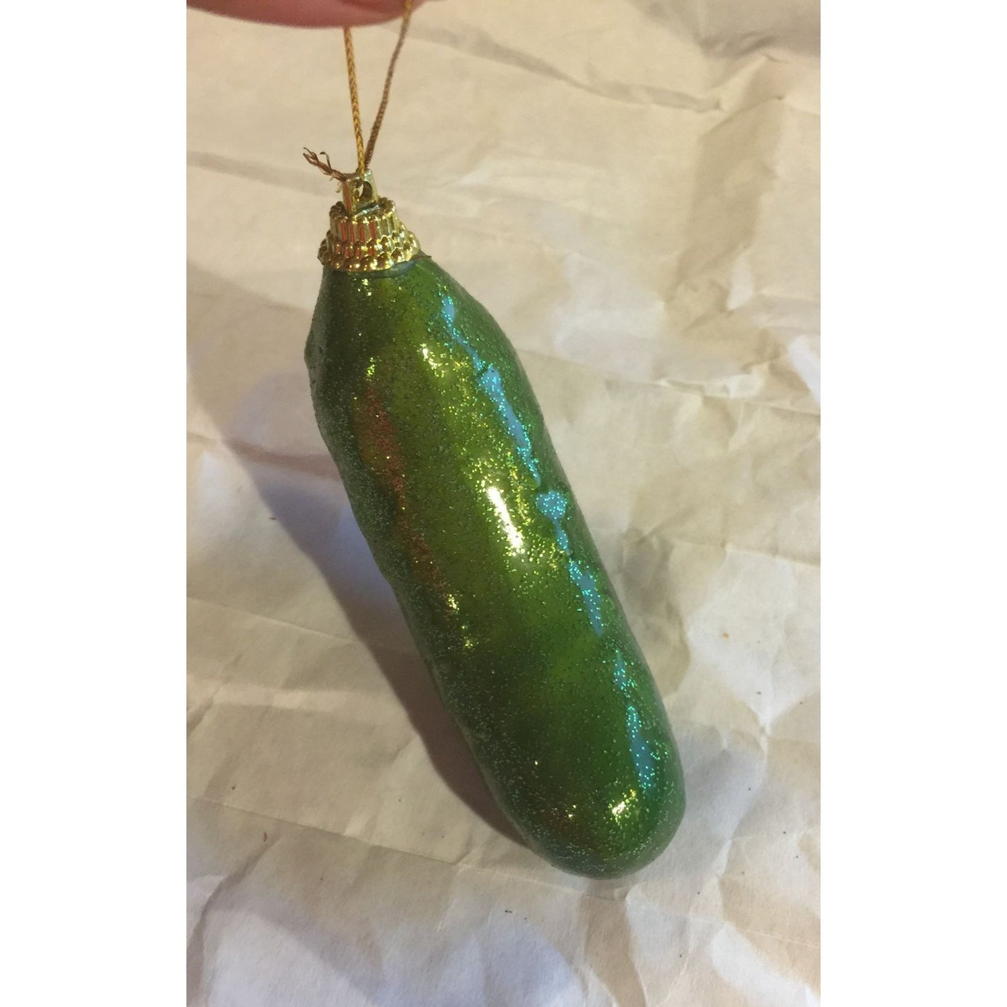 Green Sparkly Pickle Christmas Tree Ornament