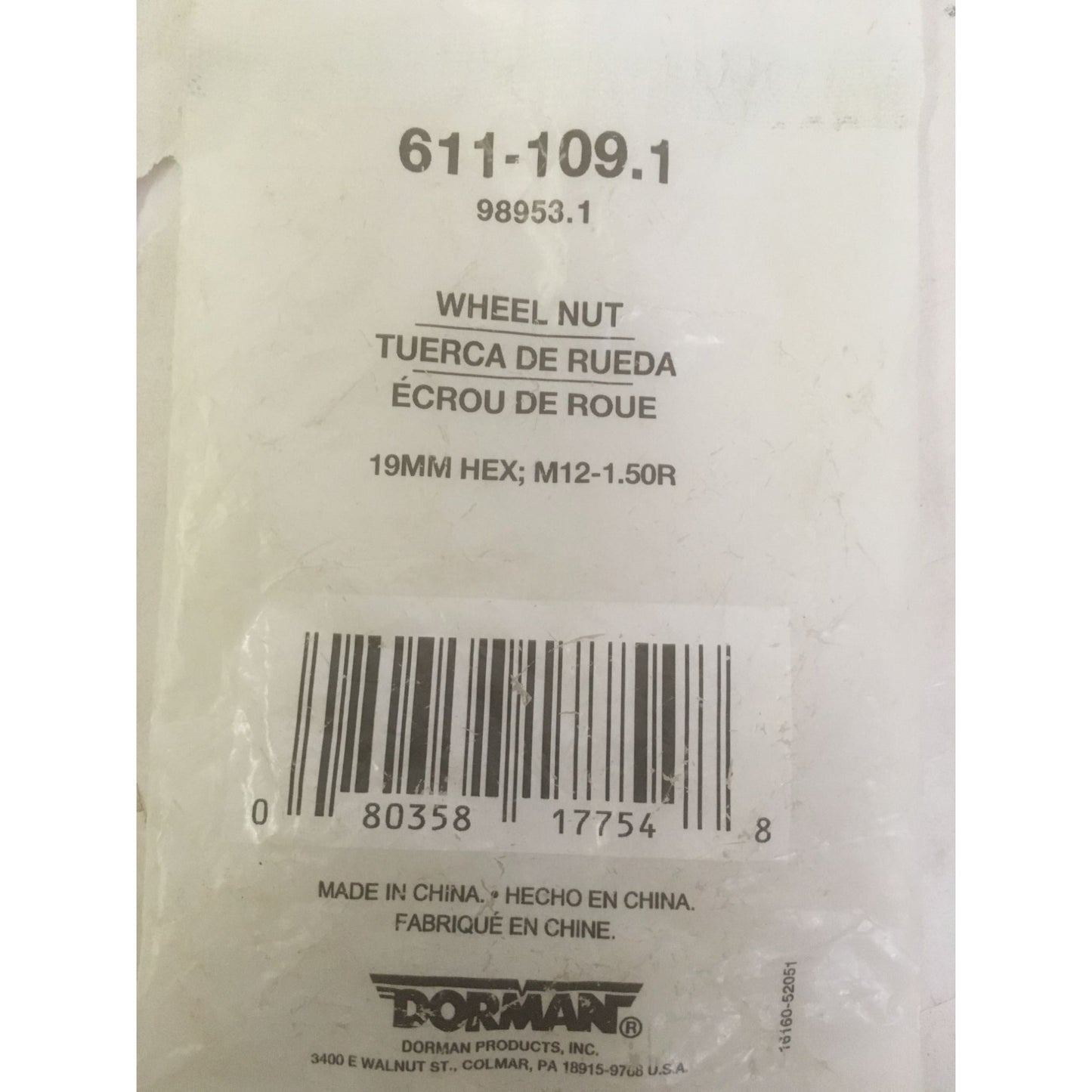 Dorman 611-109.1 98953.1 Wheel Nut