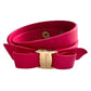 Salvatore Ferragamo Deep Pink Leather Vara Ribbon Bow Double Wrap Bracelet