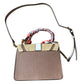 ALDO Satchel Beige & Taupe Straw Flap Bag with Melon Pink Twilly