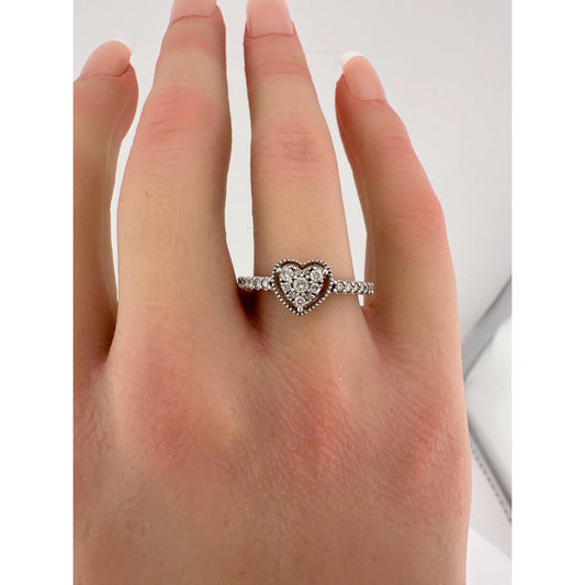 Beautiful and Sweet 1/4 Carat Pave' Diamond Heart Ring -  Size 7