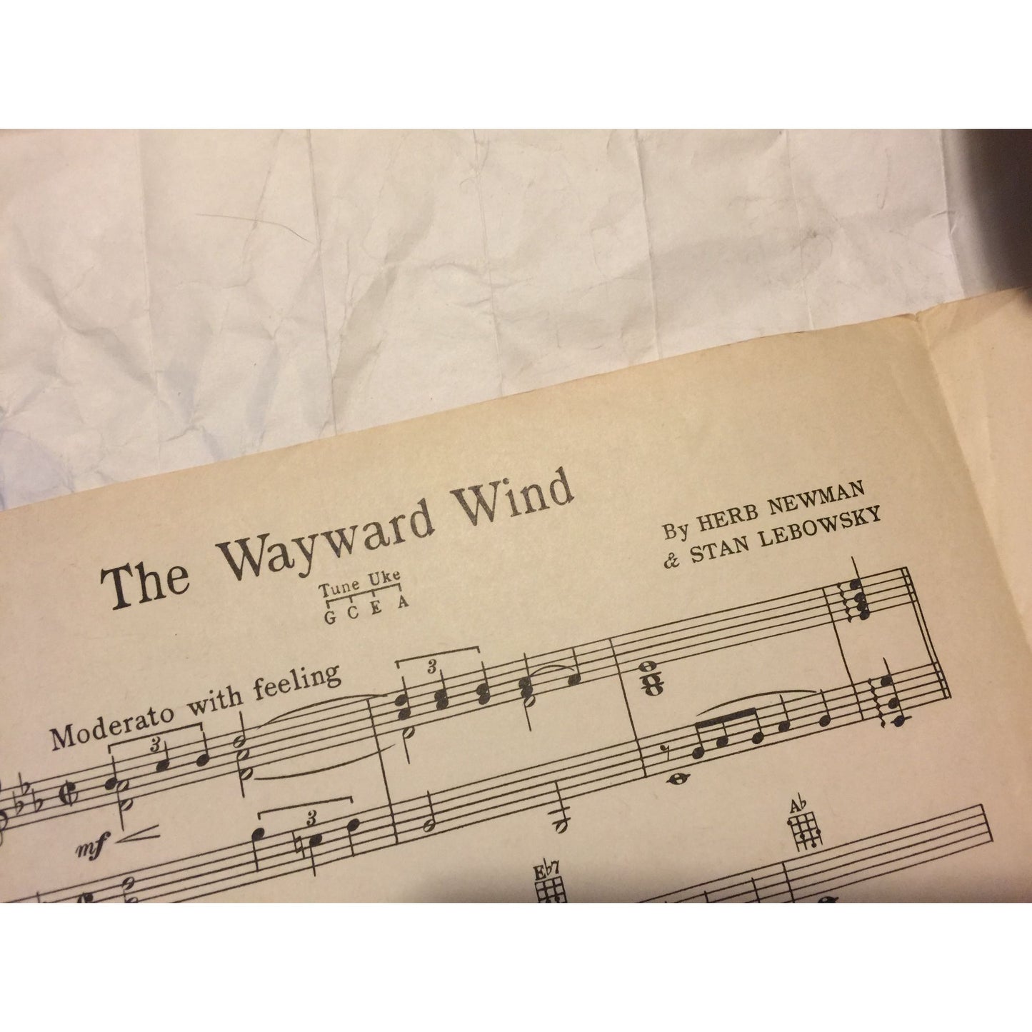 Vintage Sheet Music the Wayward Wind- Warman Music Co. Herb Newman/Stan Lebowsky