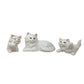 White Persian Cat Decor - Mom Cat Planter/Vase + 2 Blue Eyed Kitten Statues / Figurines