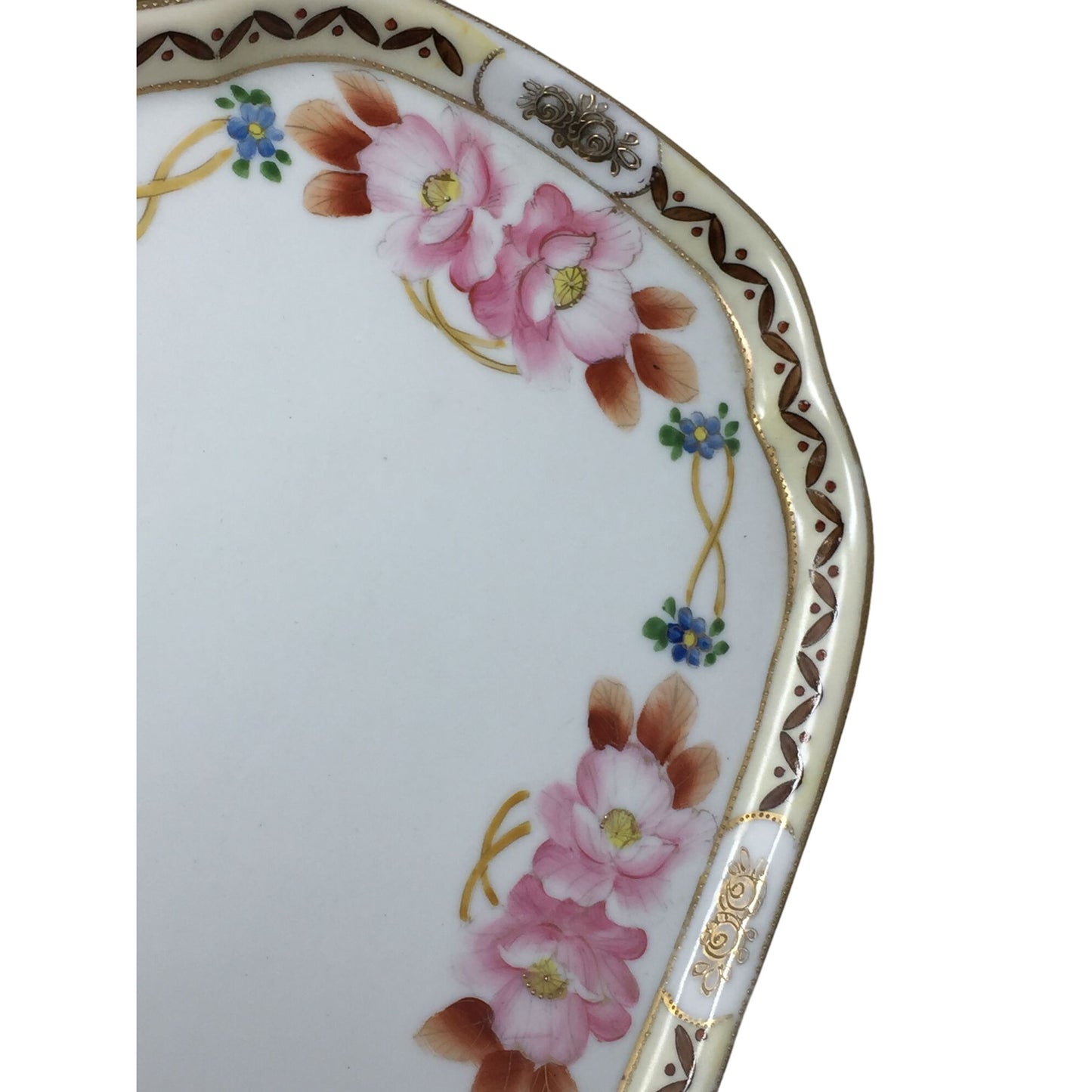 Vintage Floral Patterned Plate - about 10 by 7.5 inches