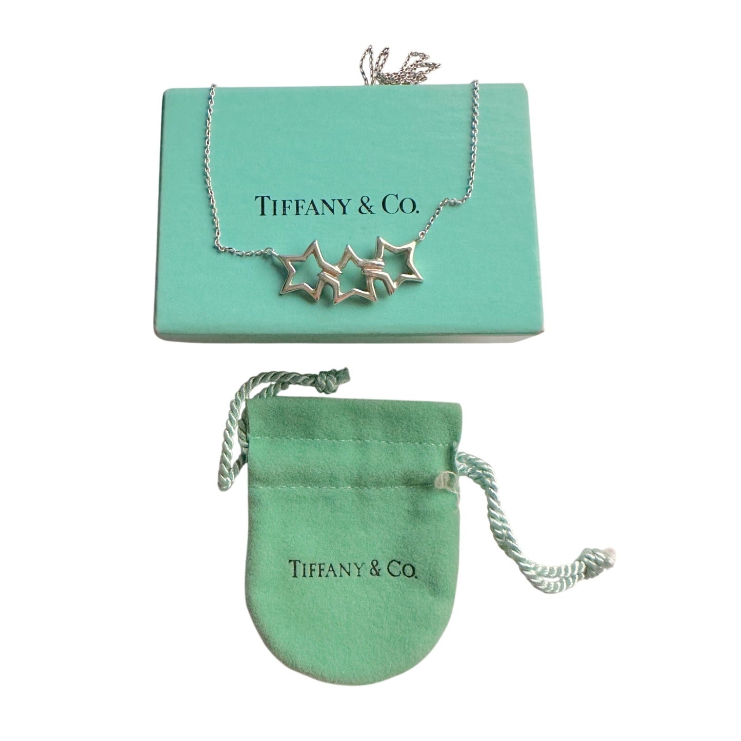 Tiffany & Co Triple Star Necklace with Dust Bag and Box