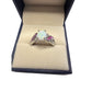 Beautiful Lab Created Opal & Sapphire Ring - Size 7