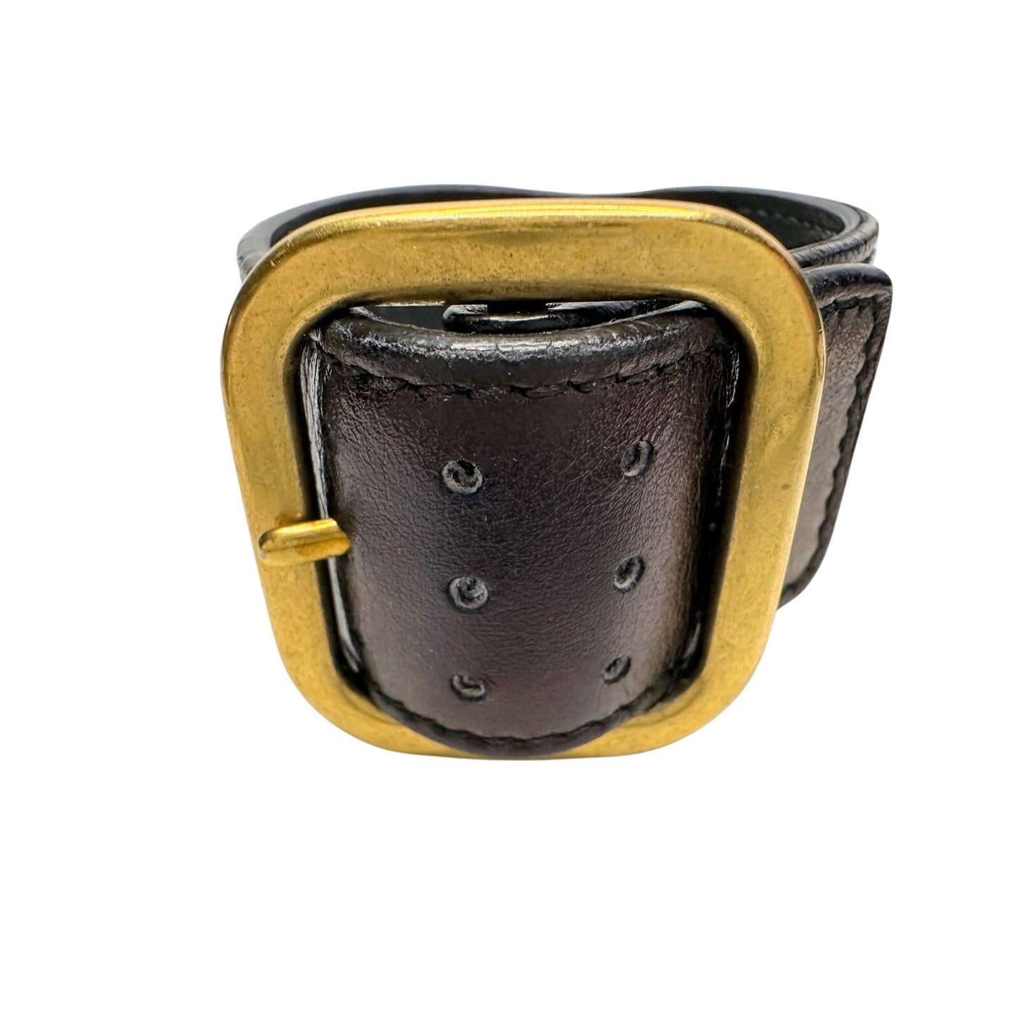 Yves Saint Laurent (YSL) Wide  Leather Cuff Bracelet w Large Buckle