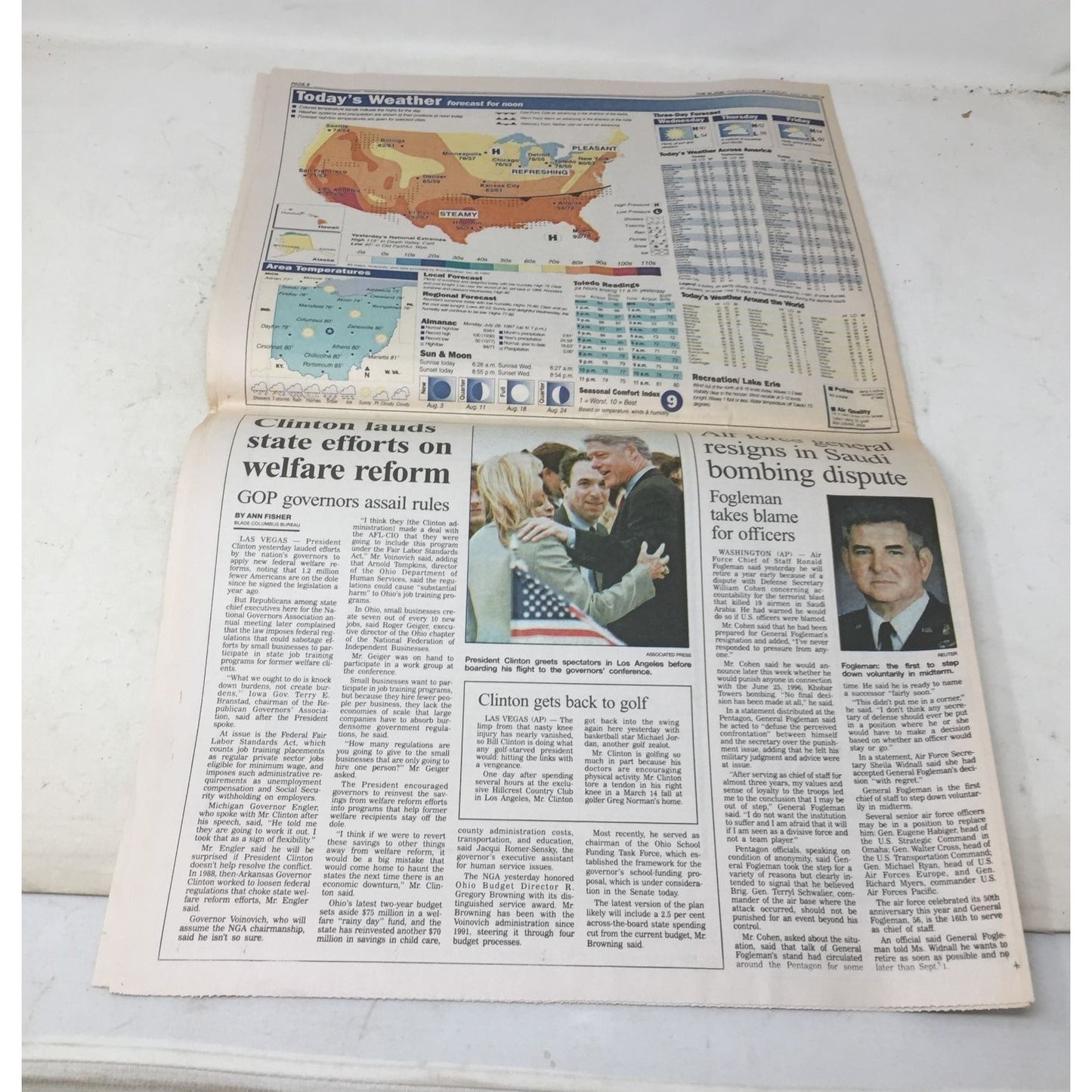 Lot of Vintage Newspapers- The Blade July 29, 1997