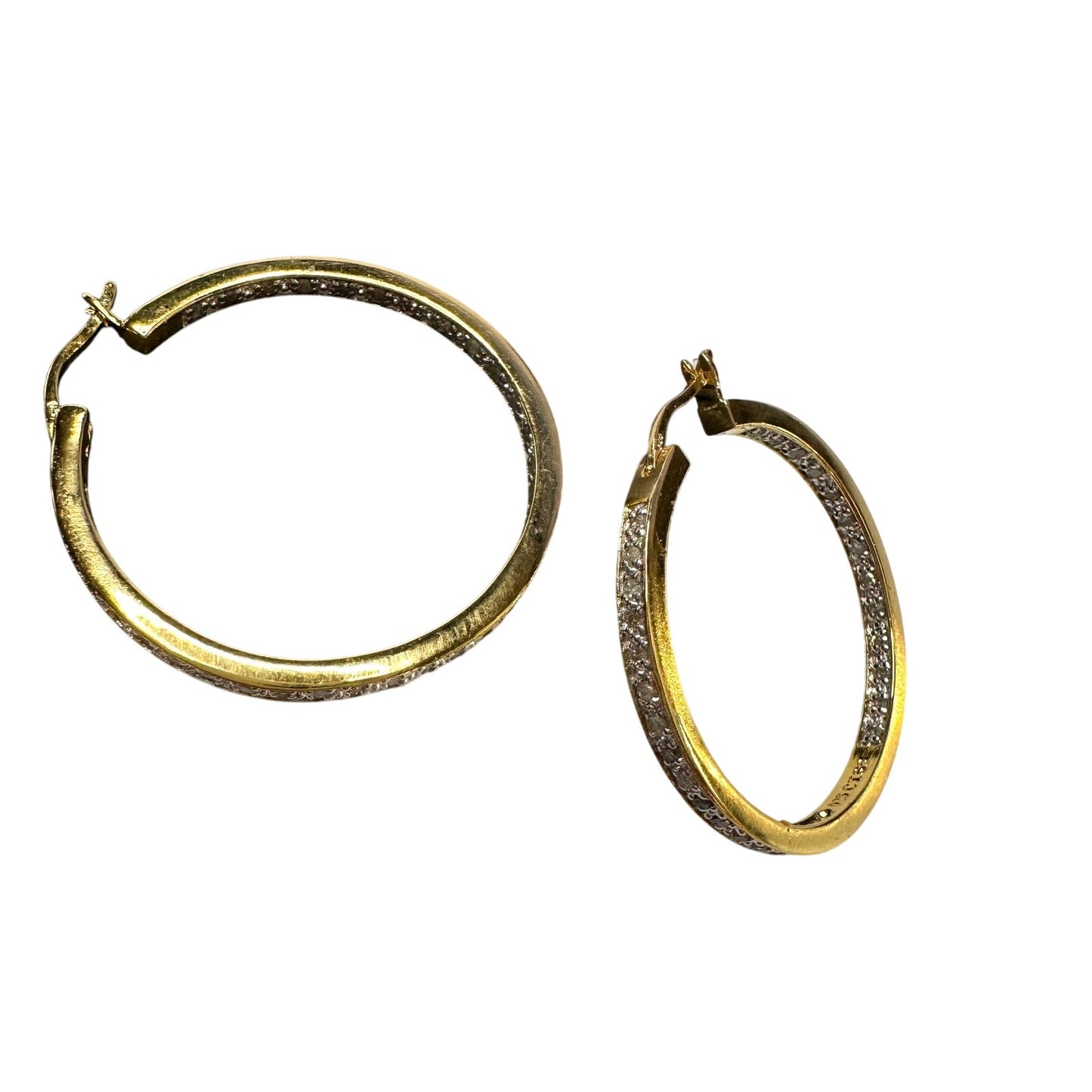 Beautiful 1/2 Carat Inside Out Diamond Hoop Earrings - 14kt Goldplate over 925 Sterling Silver