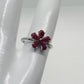Natural Ruby Flower Ring -  Sterling Silver  - Size 7 - Simply Beautiful! A+ Stuff  A+ Stuff ring