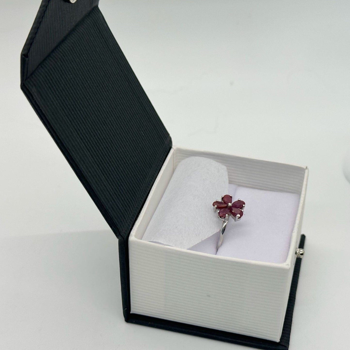 Natural Ruby Flower Ring -  Sterling Silver  - Size 7 - Simply Beautiful! A+ Stuff  A+ Stuff ring