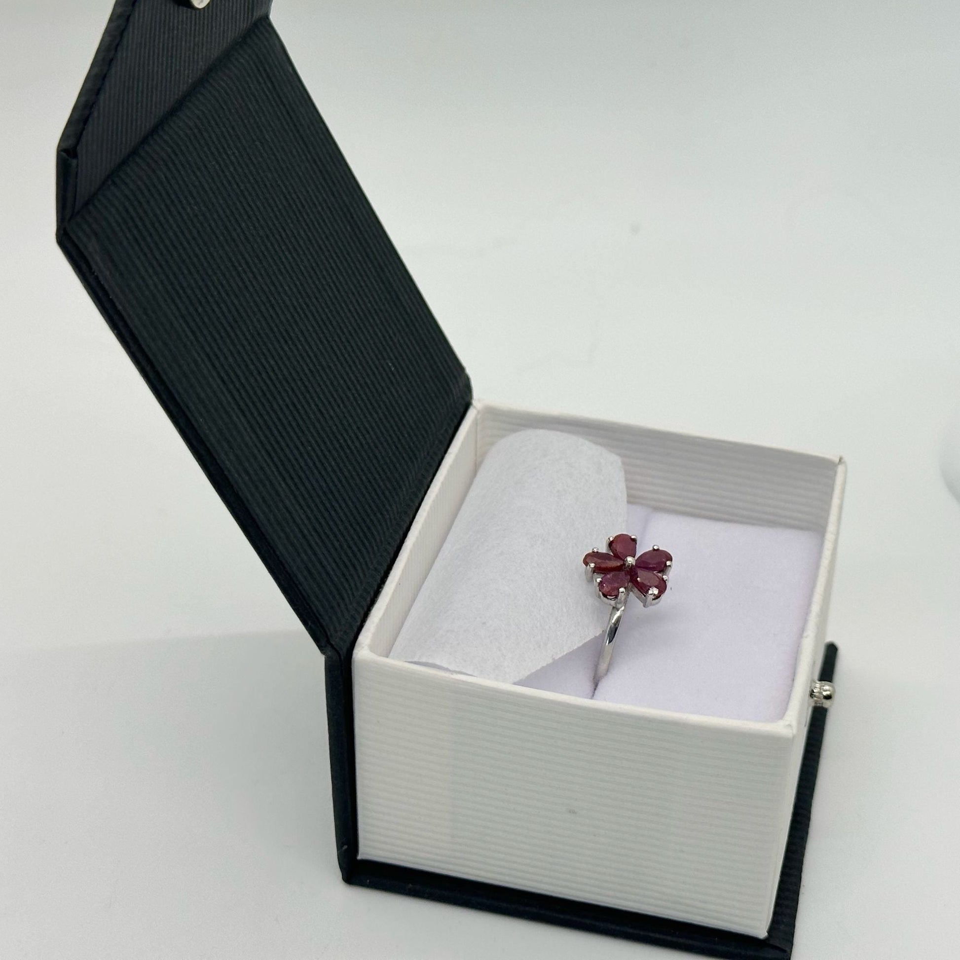 Natural Ruby Flower Ring -  Sterling Silver  - Size 7 - Simply Beautiful! A+ Stuff  A+ Stuff ring