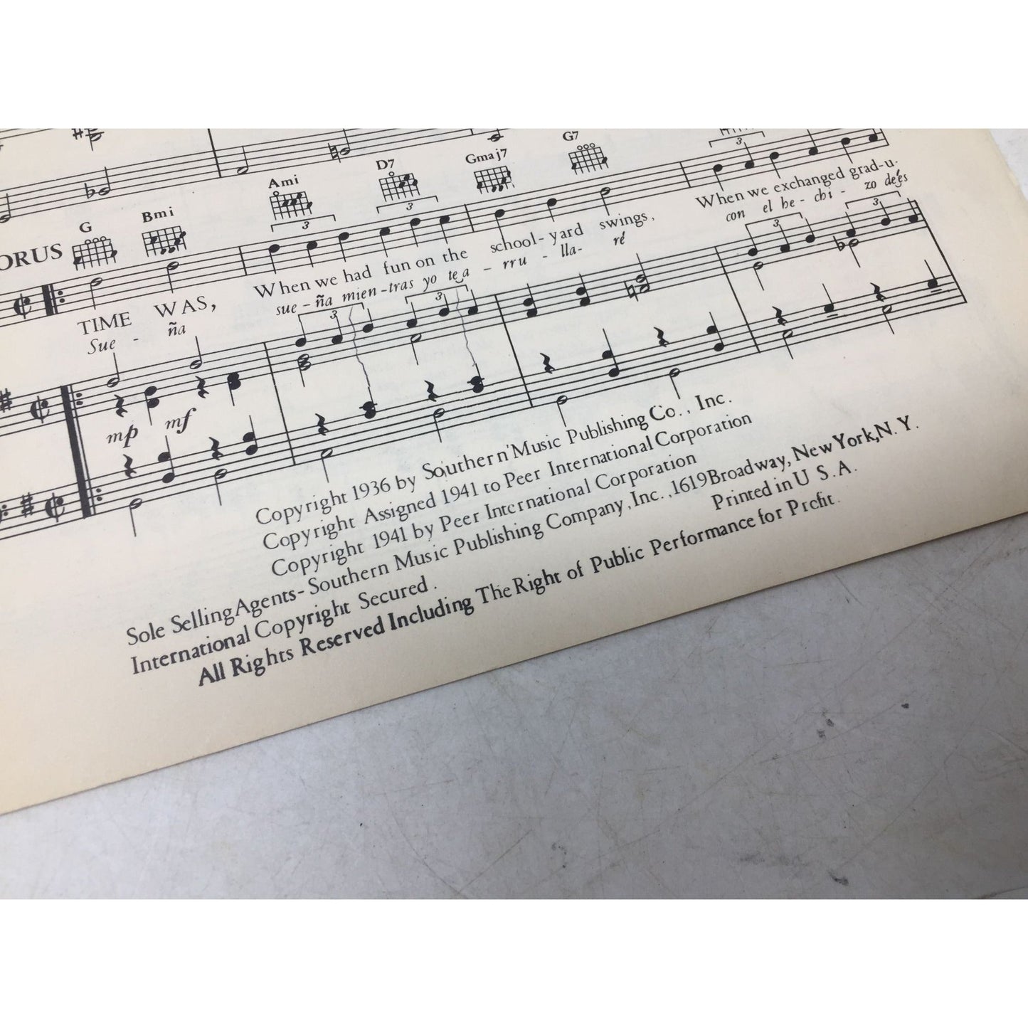 Vintage Sheet Music Piece for the Song "Time Was (Duerme)" unbranded  A+ Stuff Sheet Music
