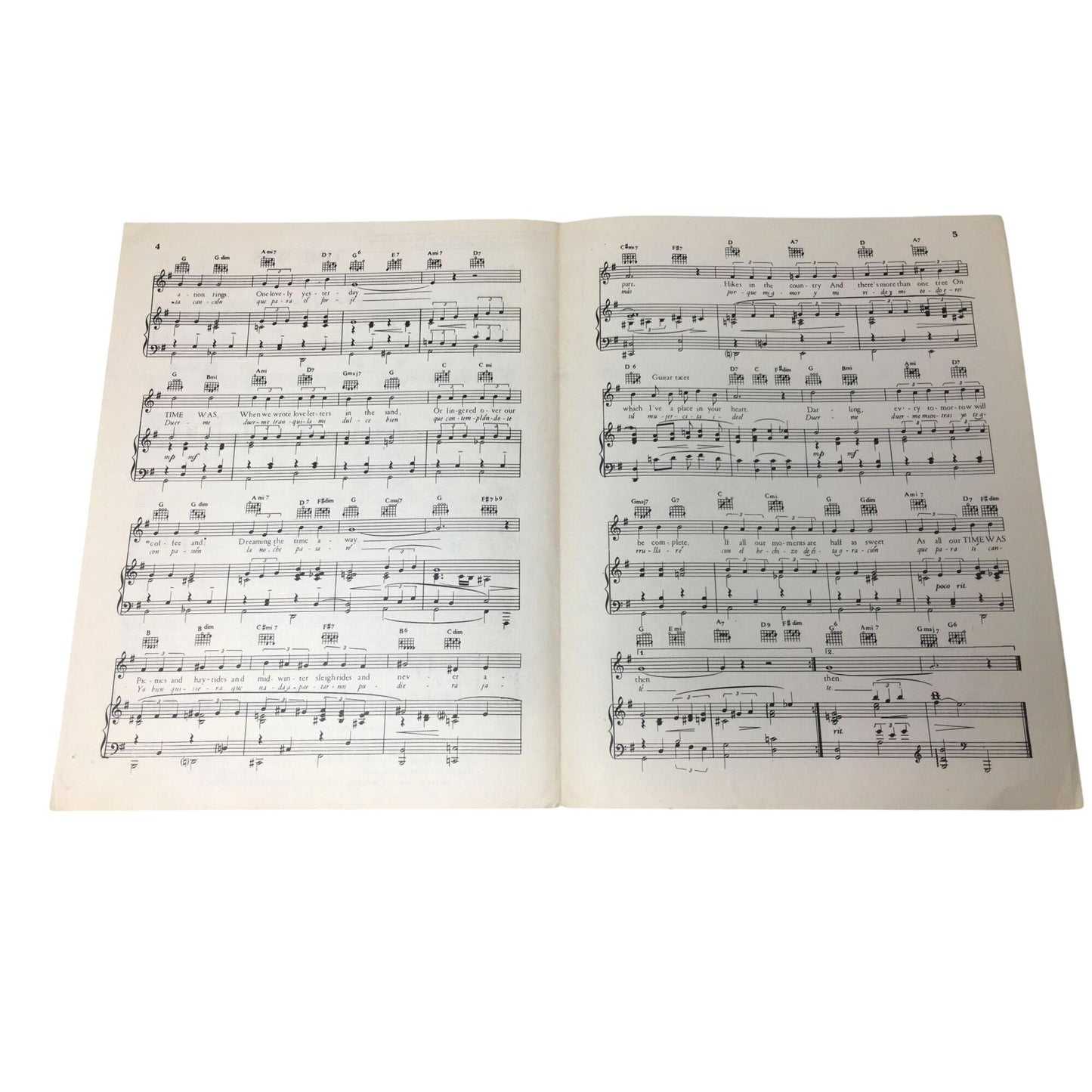 Vintage Sheet Music Piece for the Song "Time Was (Duerme)" unbranded  A+ Stuff Sheet Music
