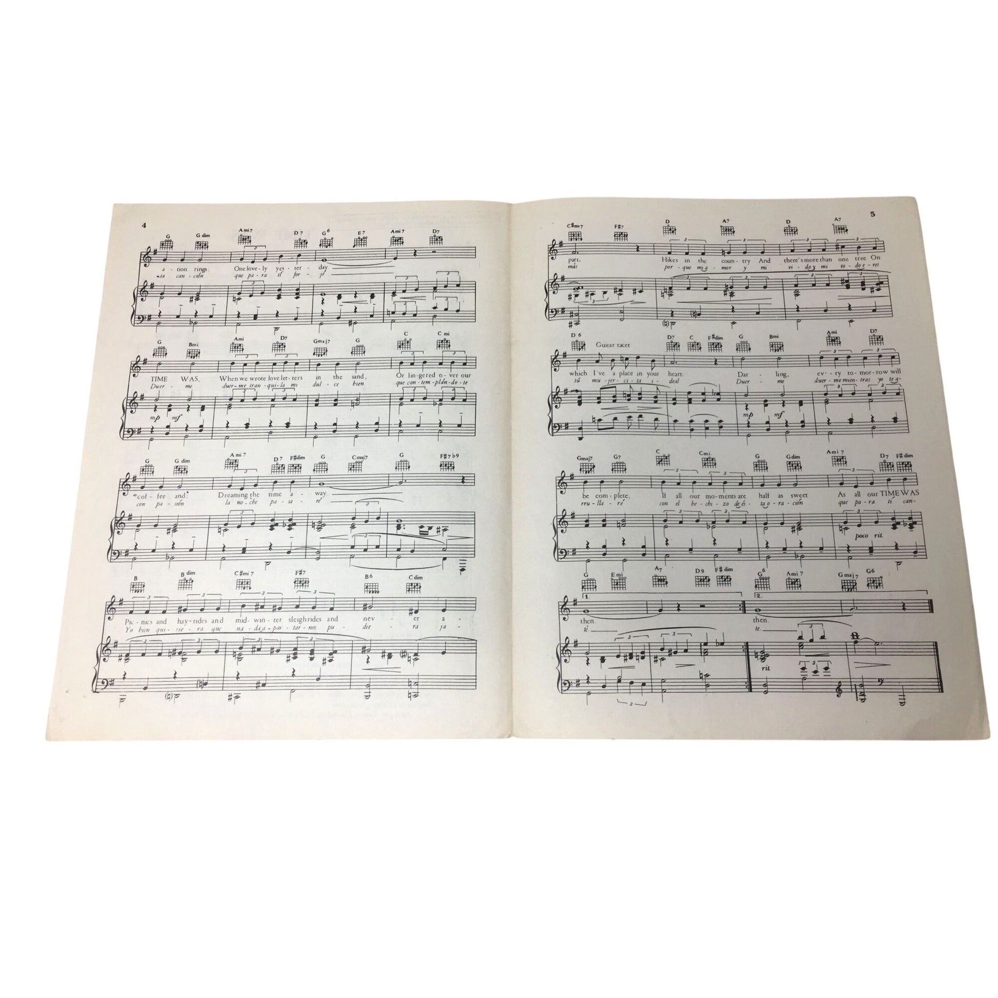 Vintage Sheet Music Piece for the Song "Time Was (Duerme)" unbranded  A+ Stuff Sheet Music