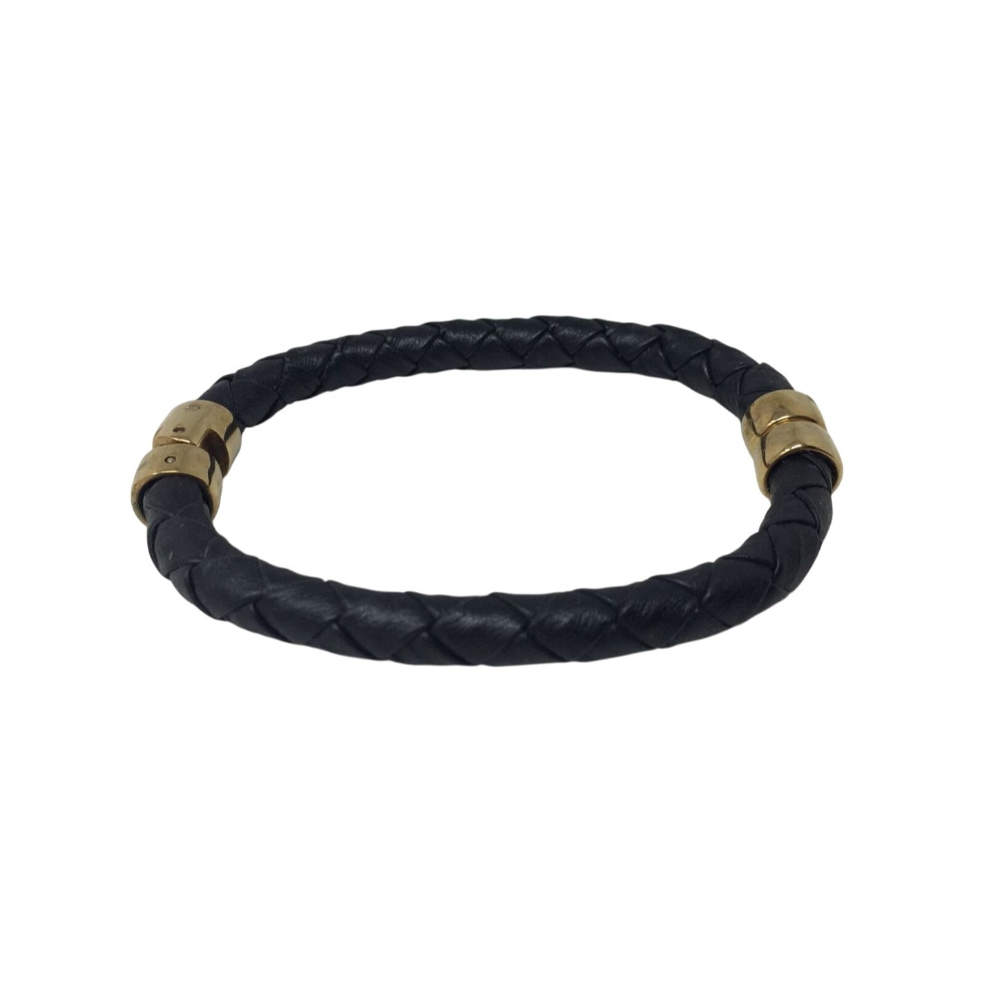 Women's Black Braided Bracelet with Gold Hardware