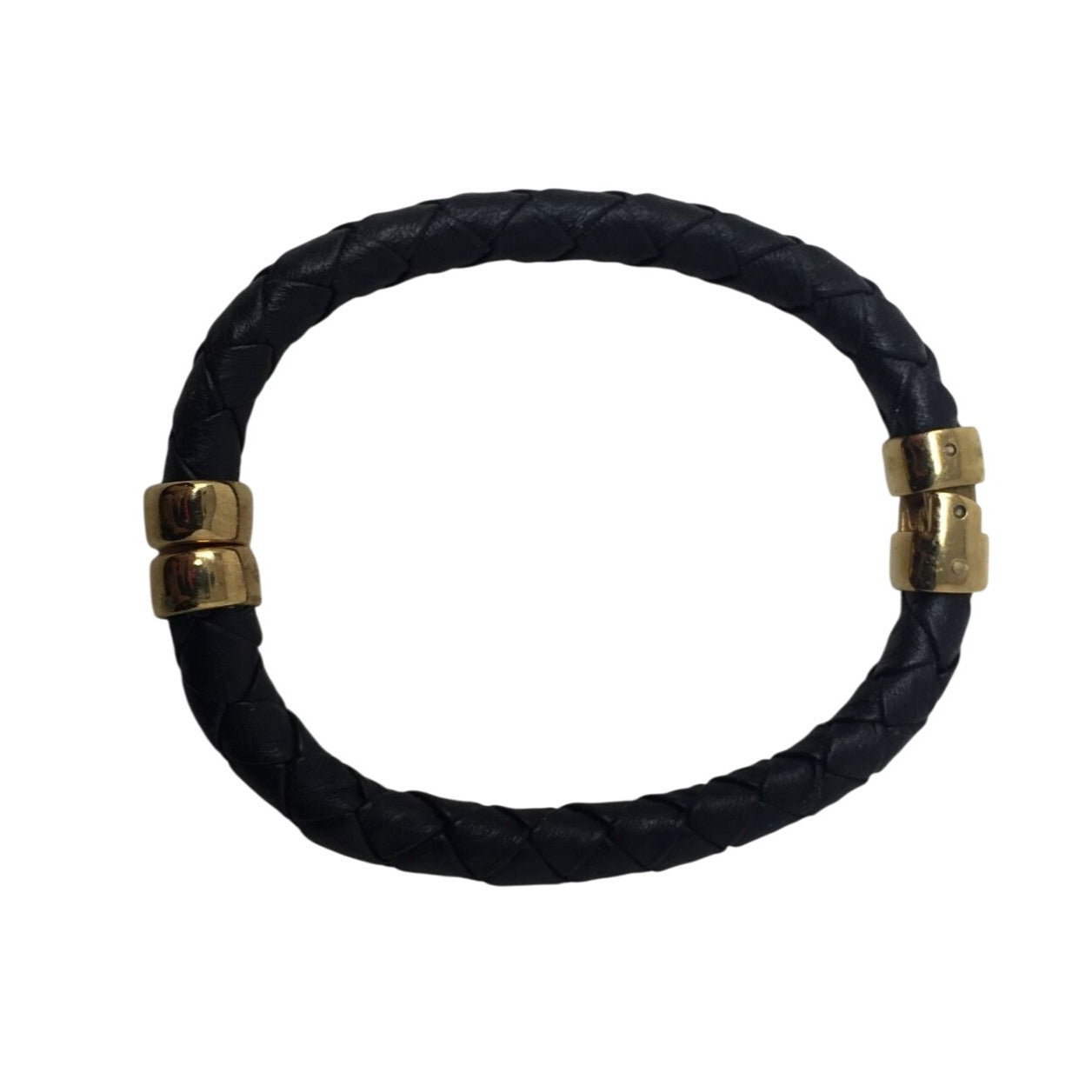 Women's Black Braided Bracelet with Gold Hardware