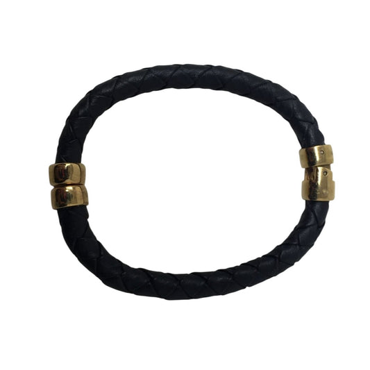 Women's Black Braided Bracelet with Gold Hardware