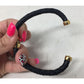 Women's Black Braided Bracelet with Gold Hardware