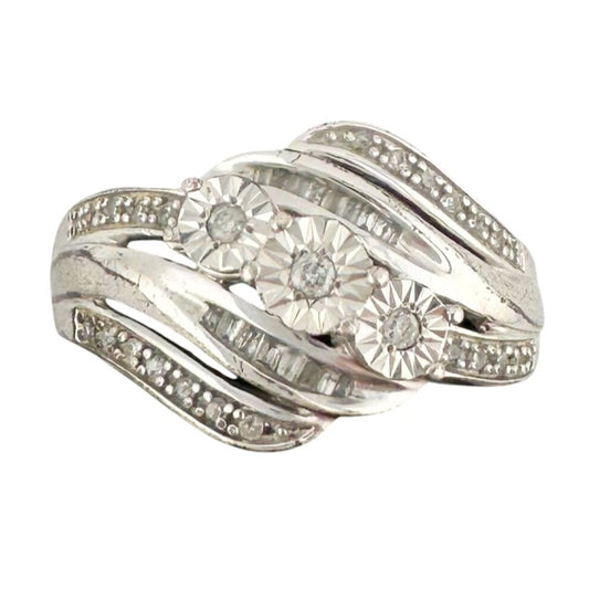 1/4 Carat Natural Diamond Everything Ring - 3 types of Diamonds in 1 Ring Size 8.75