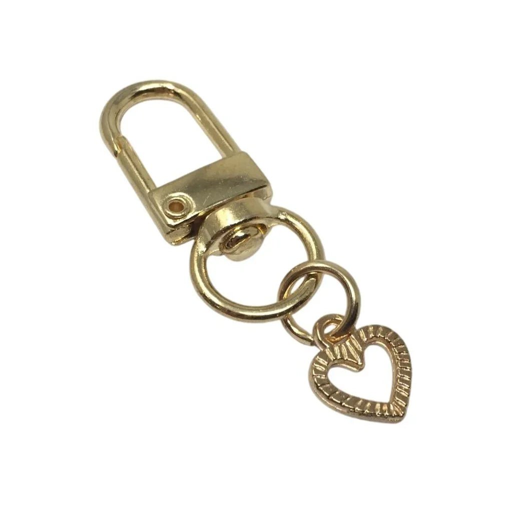 3 Gold Toned Charm Keychains (1 Smiley Face and 2 Hearts) - A+ Stuff - Jewelry - A+ Stuff