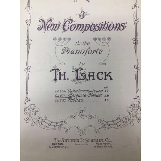 3 Nen Compositions for the Pianoforte by Th Lack Vintage Sheet music - A+ Stuff - sheet music - A+ Stuff