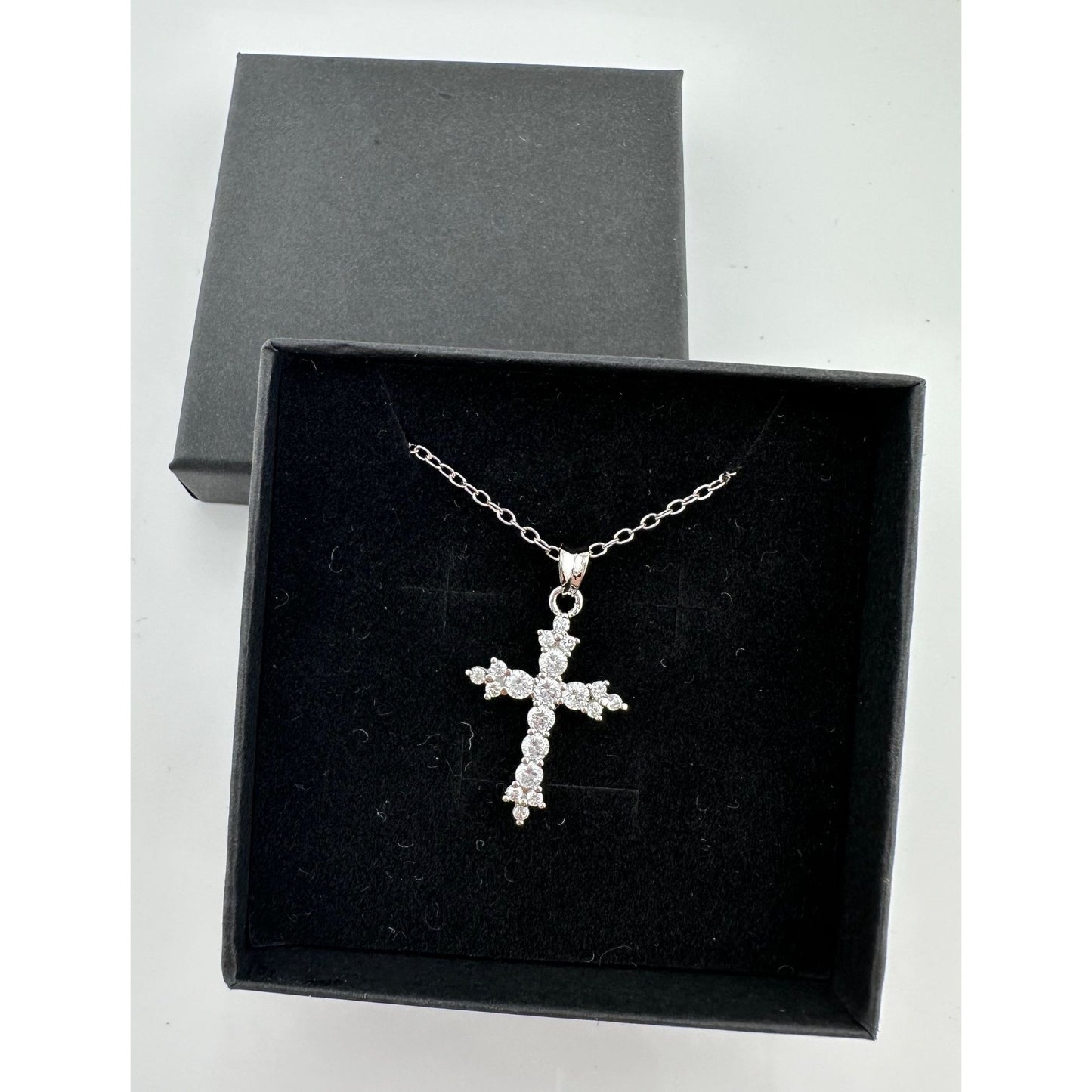 Beautiful Cross Pendant with Shining White Gemstones