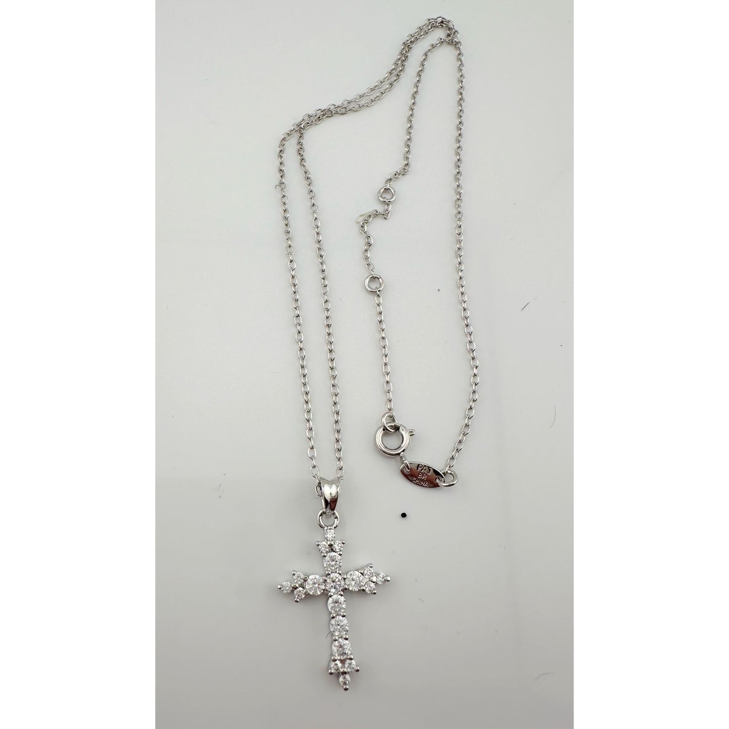 Beautiful Cross Pendant with Shining White Gemstones