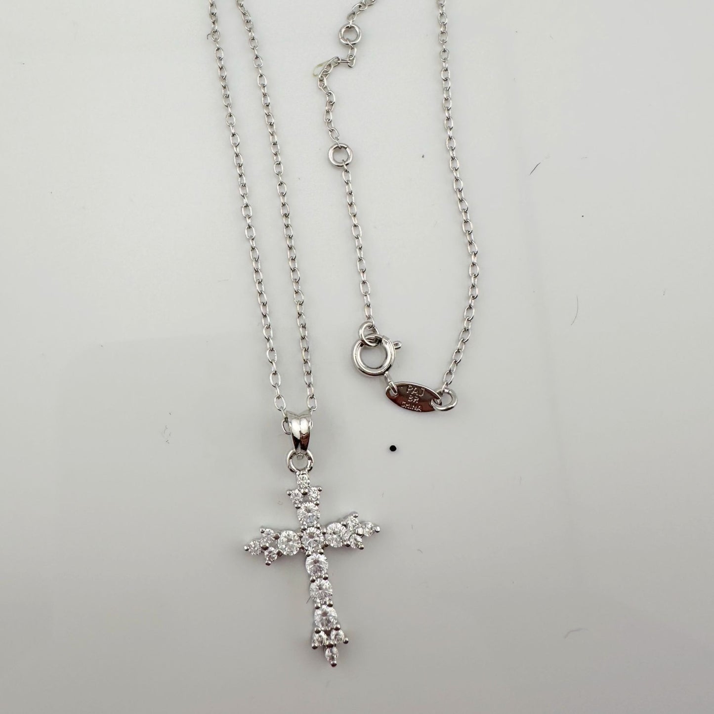 Beautiful Cross Pendant with Shining White Gemstones