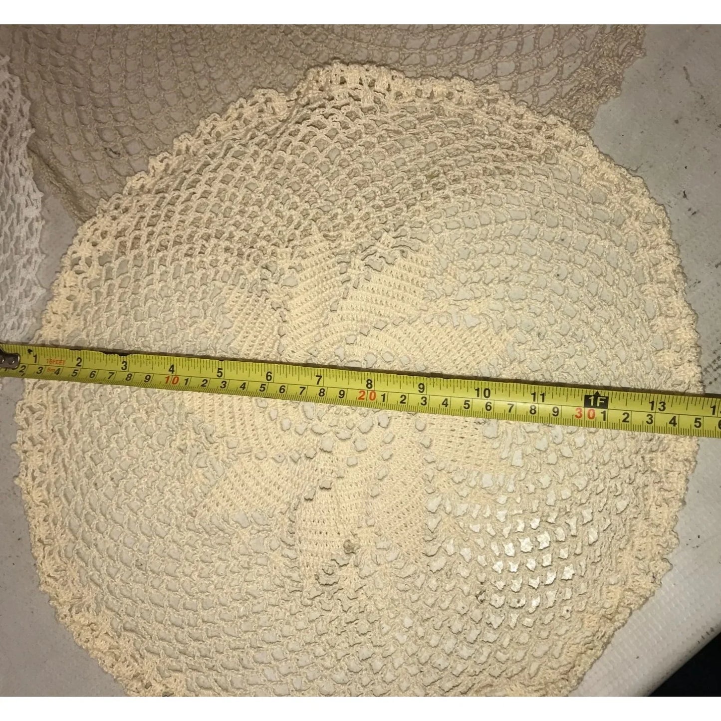 Set of 4 White/Cream Colored Handmade Crocheted Table Placemats/Doilies - A+ Stuff