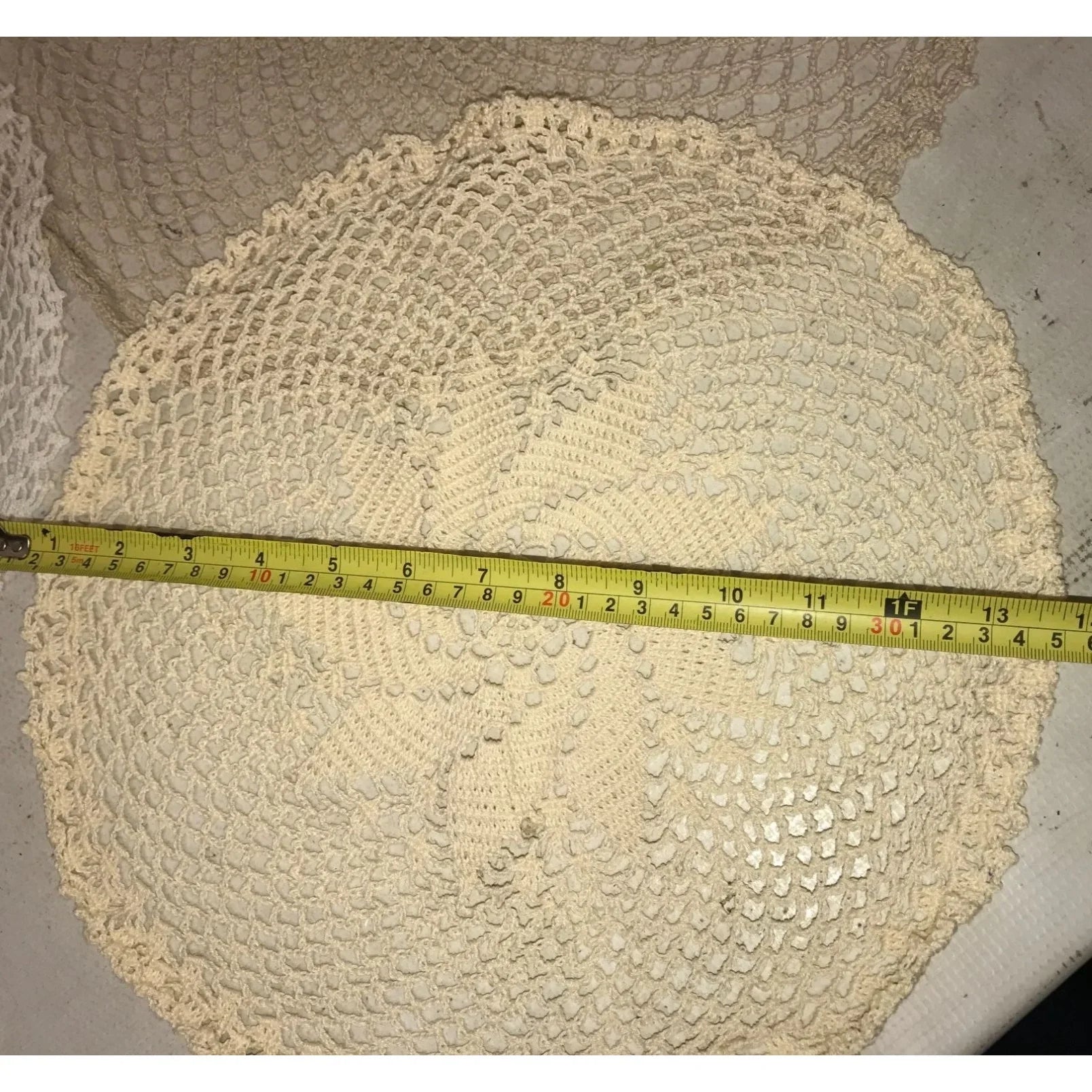 Set of 4 White/Cream Colored Handmade Crocheted Table Placemats/Doilies - A+ Stuff