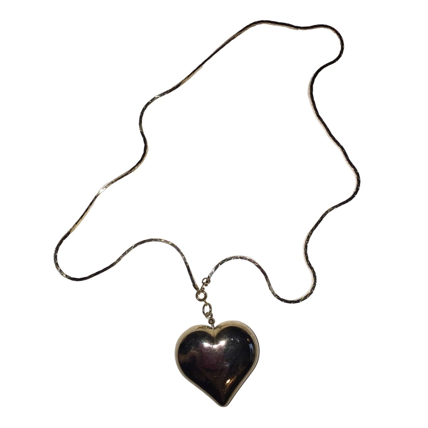 Womens Vintage 3D Chunky Heart Charm Rope Necklace