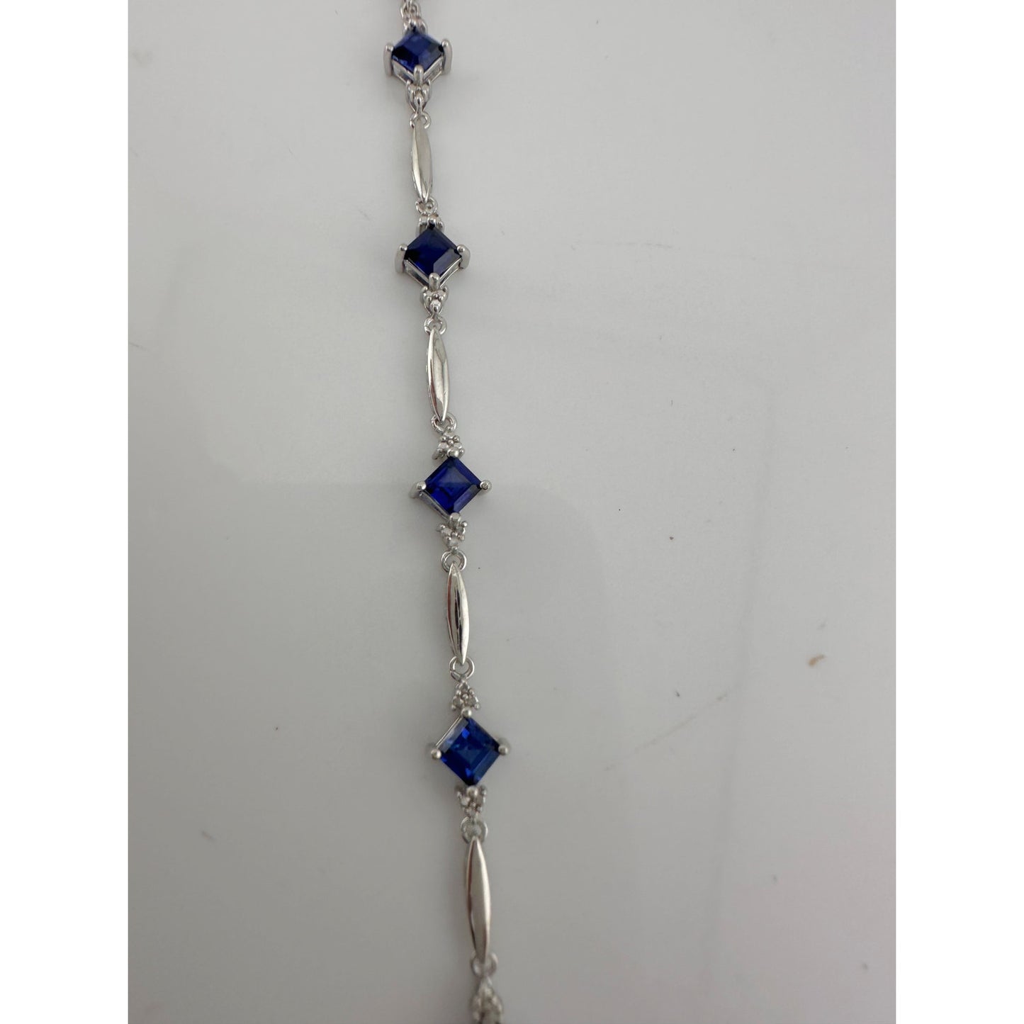 3.10 Carat Lab Created Sapphire Bracelet with Diamond Accent