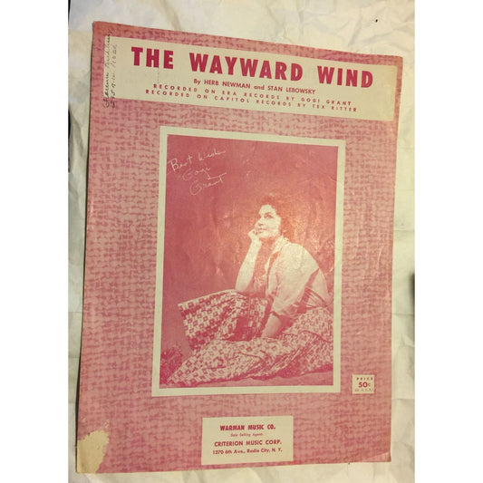 Vintage Sheet Music the Wayward Wind- Warman Music Co. Herb Newman/Stan Lebowsky