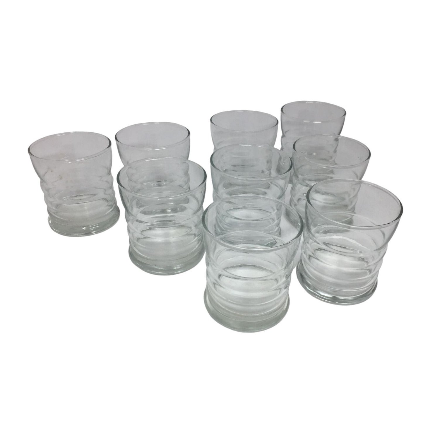 Vintage Clear Glass Ribbed Bubble Drinking Glasses (Set of 9 Glasses)