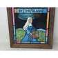 Vintage Blue Nun By The Glass Stained Glass Bar Mirror - about 18x14 inches