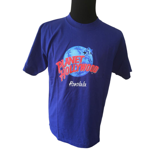 Planet Hollywood Mens Size Large Blue Short Sleeved Vintage Tee Shirt