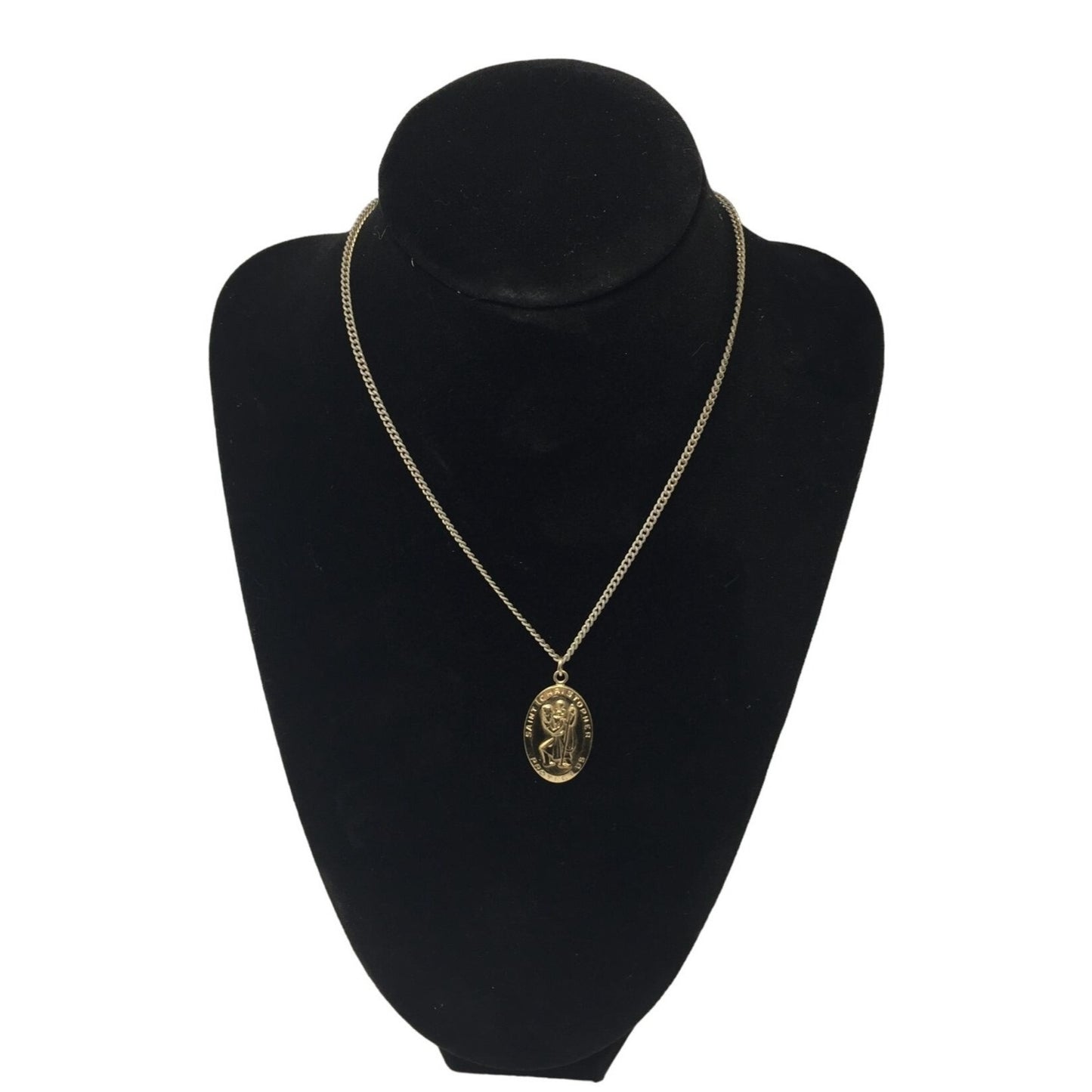 Vintage Gold Toned Catholic Saint Christopher Necklace