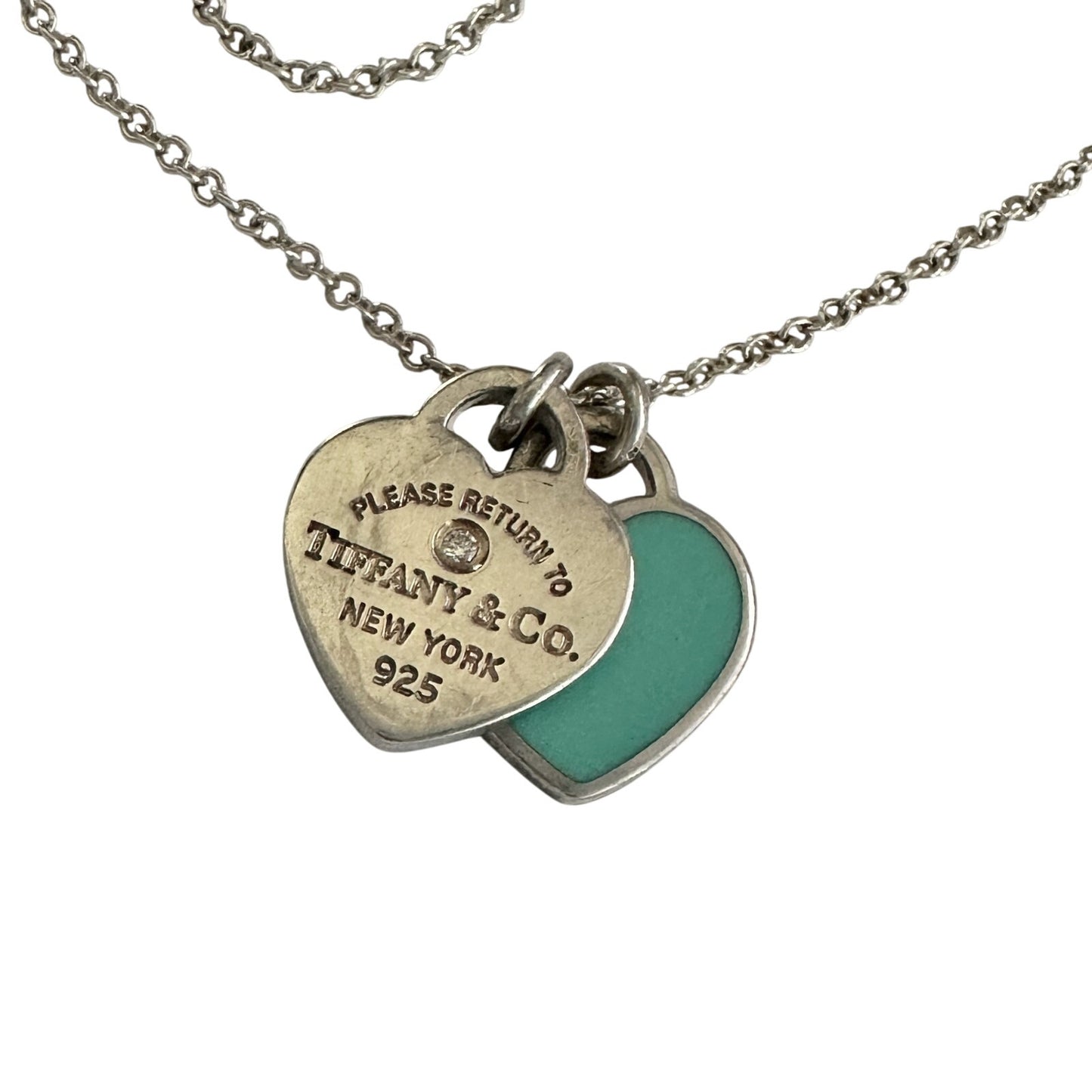 Tiffany & Co "Return To" Double Heart Necklace with Diamond