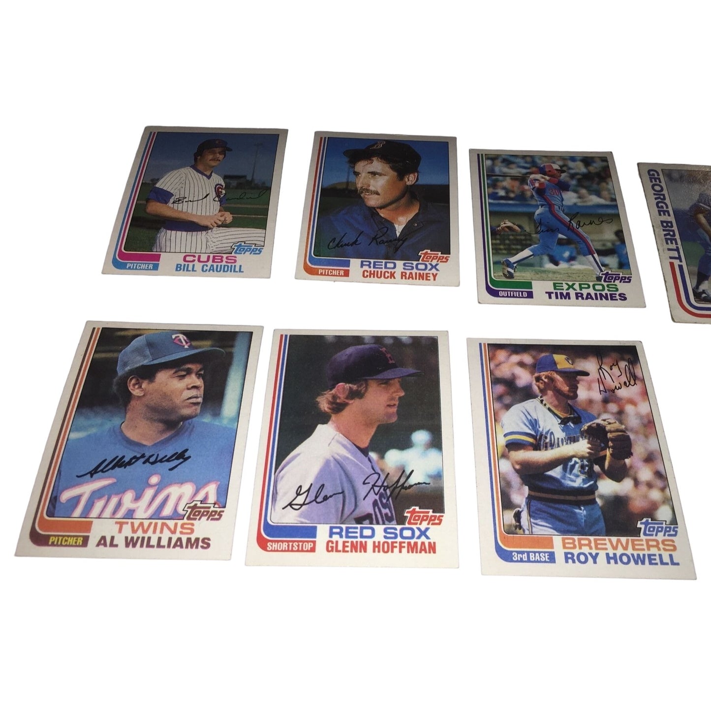 Vintage Topps Autographed Baseball Trading Cards (8) Roy Howell, Tim Raines, Al Williams, Etc...