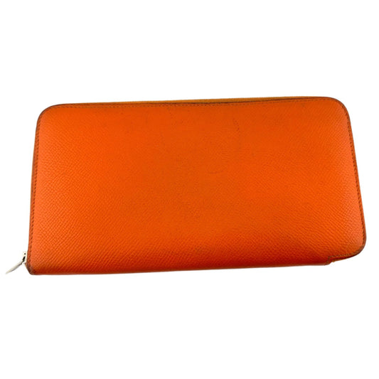 Hermès Silk in Epsom Orange Leather Long Zip Around Wallet