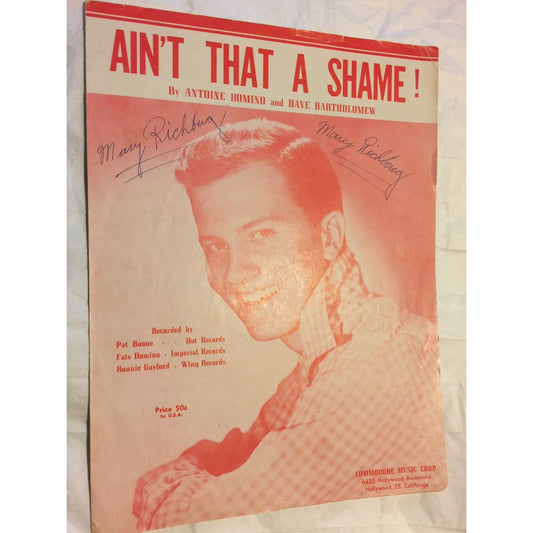 Ain't That A Shame by Antoine Domino & David Bartholomew Vintage Sheet Music Book