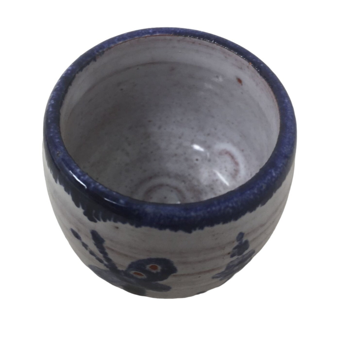 Small Miniature Blue/White Cup with Butterfly & Flower Pattern