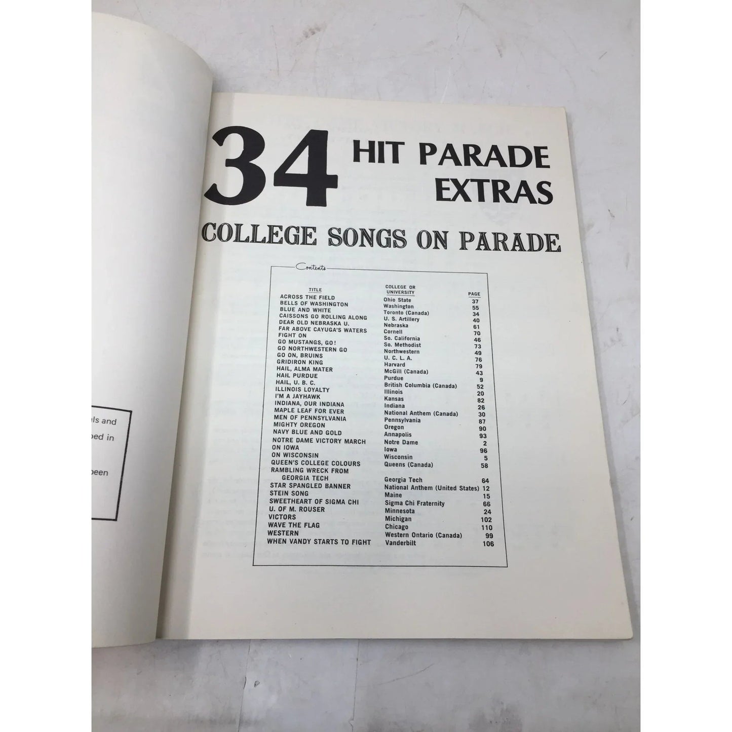 34 HIT PARADE EXTRAS COLLEGE SONGS ON PARADE - A+ Stuff - SHEET MUSIC - A+ Stuff