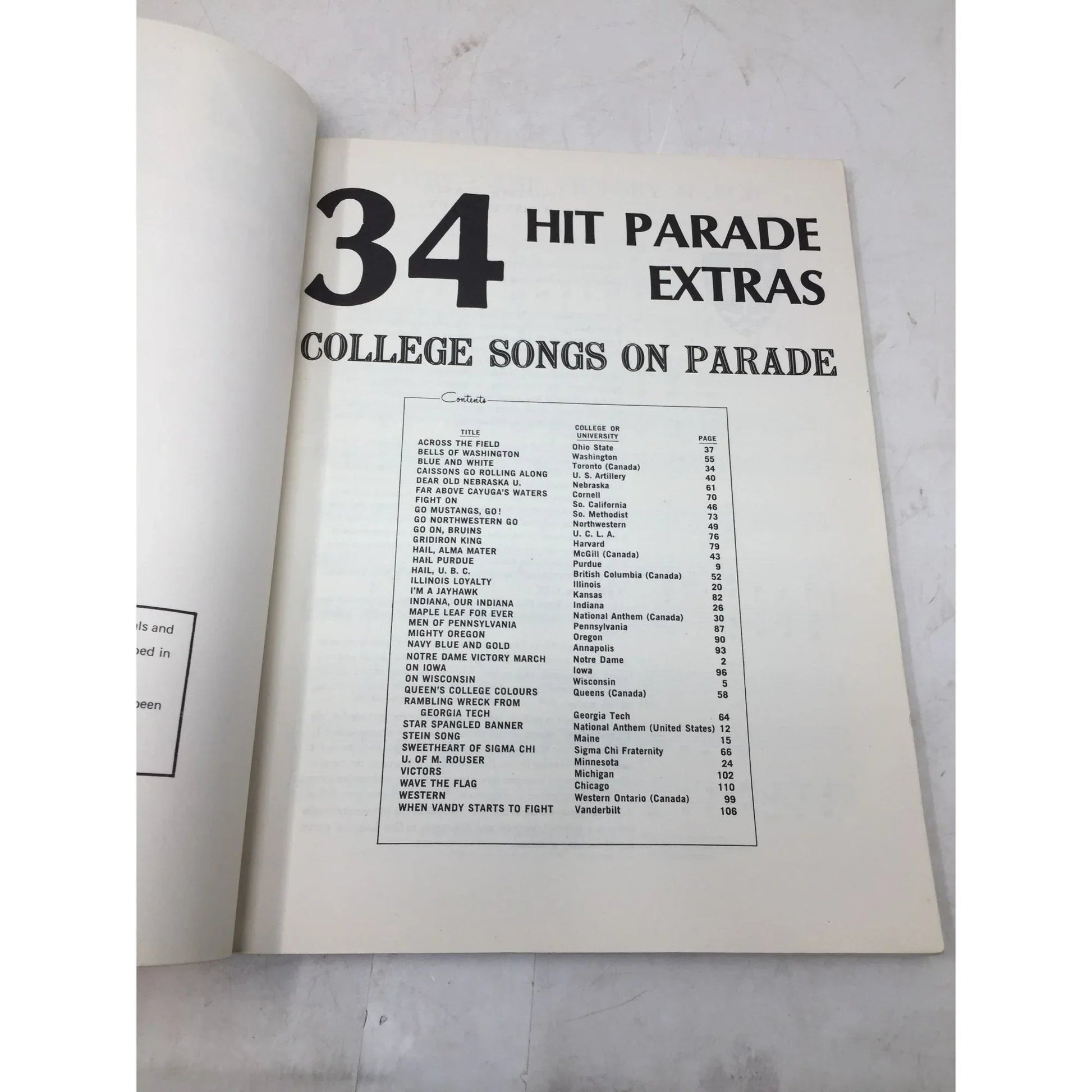 34 HIT PARADE EXTRAS COLLEGE SONGS ON PARADE - A+ Stuff - SHEET MUSIC - A+ Stuff