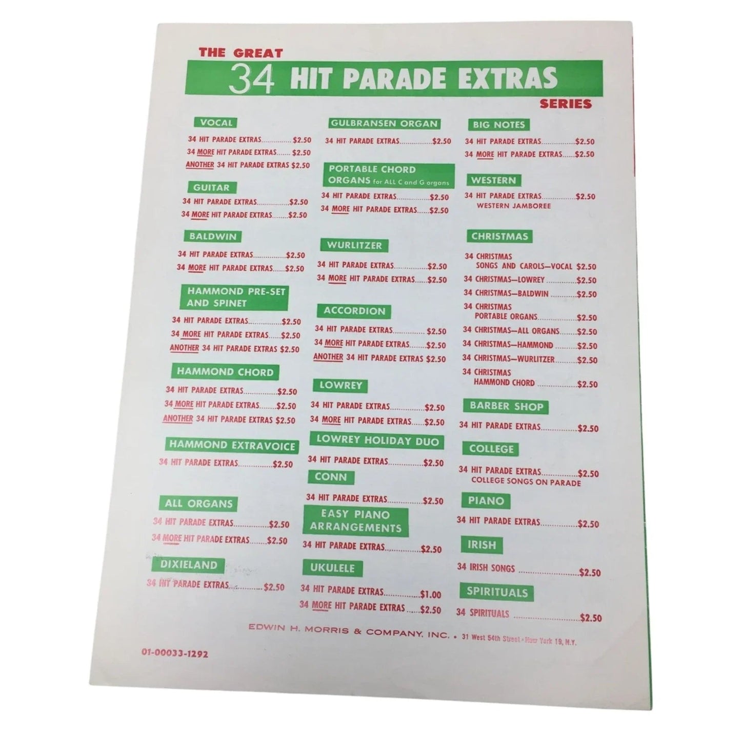 34 Hit Parade Extras Library of Vocal Editions Vintage Sheet music - A+ Stuff - sheet music - A+ Stuff
