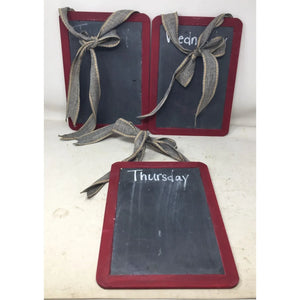 Set of 3 Wall Hanging Chalkboards With Red Wooden Perimeter