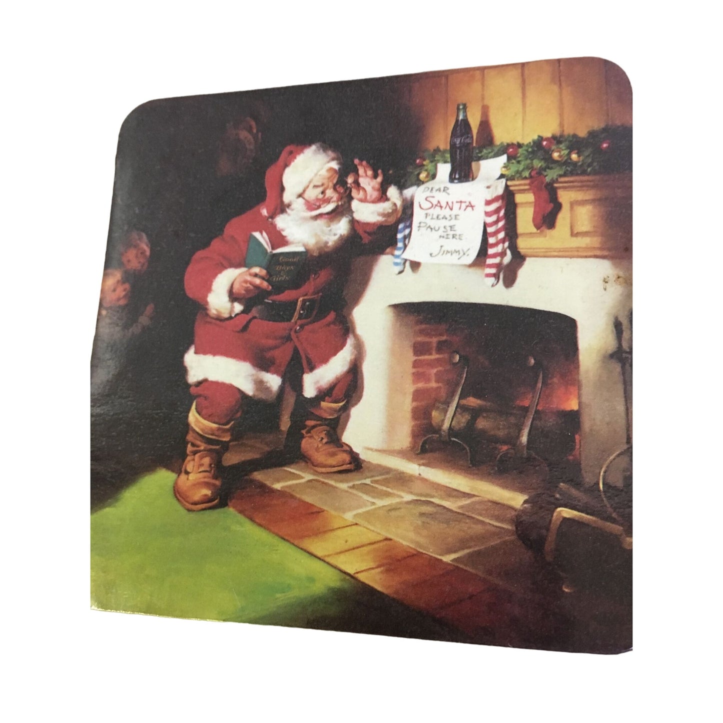 Vintage 1999 Set of 4 Coca Cola Santa Holiday Christmas Coasters